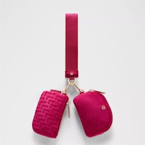 Lululemon Dual Pouch Wristlet L Monogram Velvet- Berry Rumble